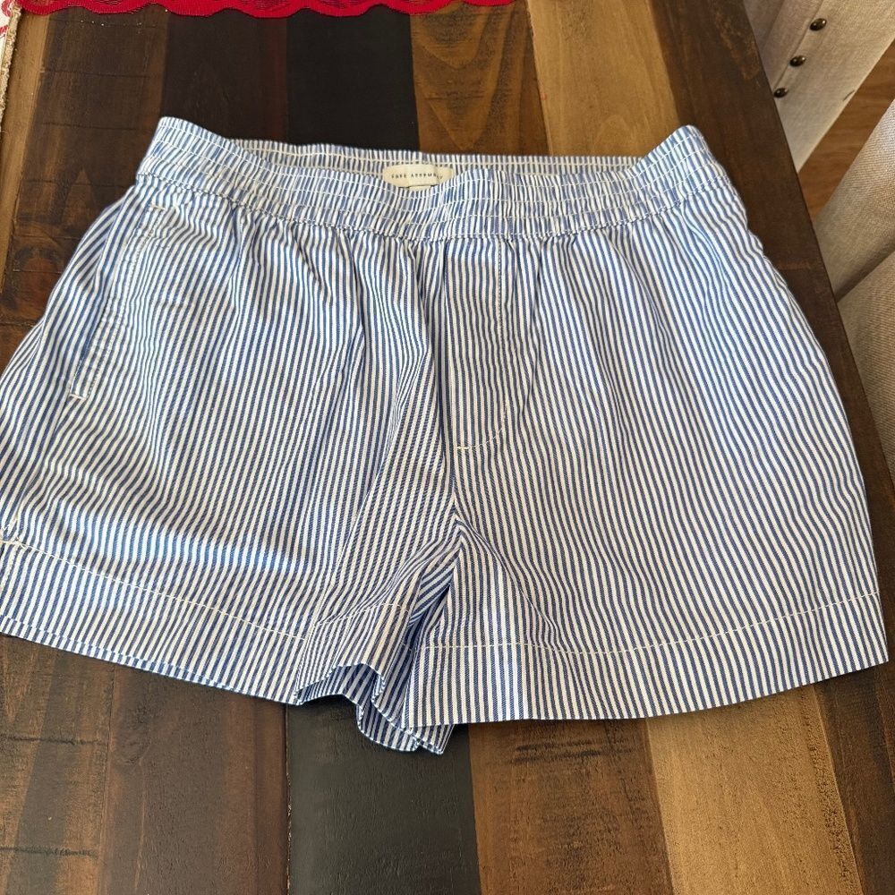 Blue Striped Women’s Elastic-Waist Shorts